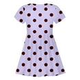 thumbnail image 4 of Toddler Girls Dresses Round Neck Short Sleeved Polka Dot Printing Dress Kids Girl Lightweight Breathable Home School Comfortable Everyday Wear Dresses，8 -9 Years, 4 of 4