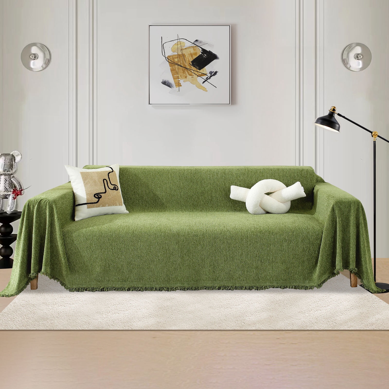 Chenille Couch Cover Pet Friendly Sofa Cover Washable Reversible Sofa Slipcover for Sectional Sofa, Loveseat, 2 or 3 Cushion Couch, Corner Sofa, Futon Cover