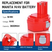 2Pack 3600mAh 14.4V NiMh Battery Replacement for Makita 1434 1433 PA14 1422 1420 1435 1435F 194172-2 193158-3 192600-1 6233d 6337d Cordless Power Tools