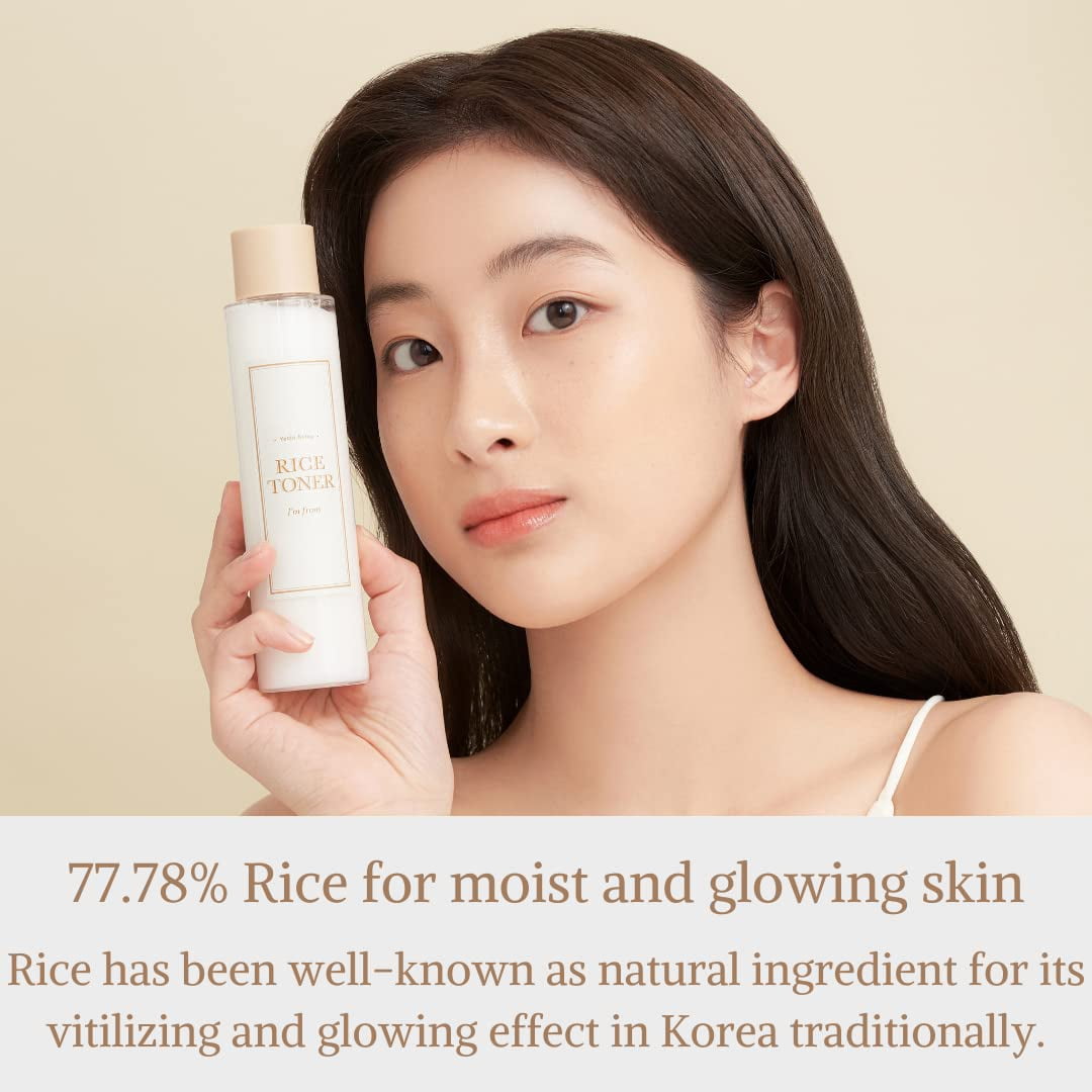 I'm from Rice Toner, 5.07 fl oz, 77.78% Rice Extract, Glow Essence with  Niacinamide, Hydrating for Dry Skin, Vegan, Alcohol Free, K Beauty Toner