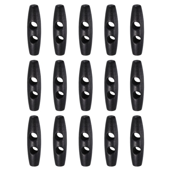 Uxcell 15pcs Wooden Toggle Buttons 45mm / 1.8" Double Hole Wood Olive Horn Sewing Buttons for Coat Sweaters Clothing DIY Craft, Black