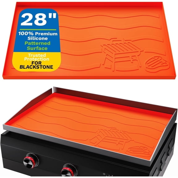 28" Silicone Griddle Mat, Silicone Griddle Mat for Blackstone with Gift-Worthy Pattern, Seasoning Cooking Protective Cover, BBQ Shield Against Rust, Grease & Dirt, All-Season Protection