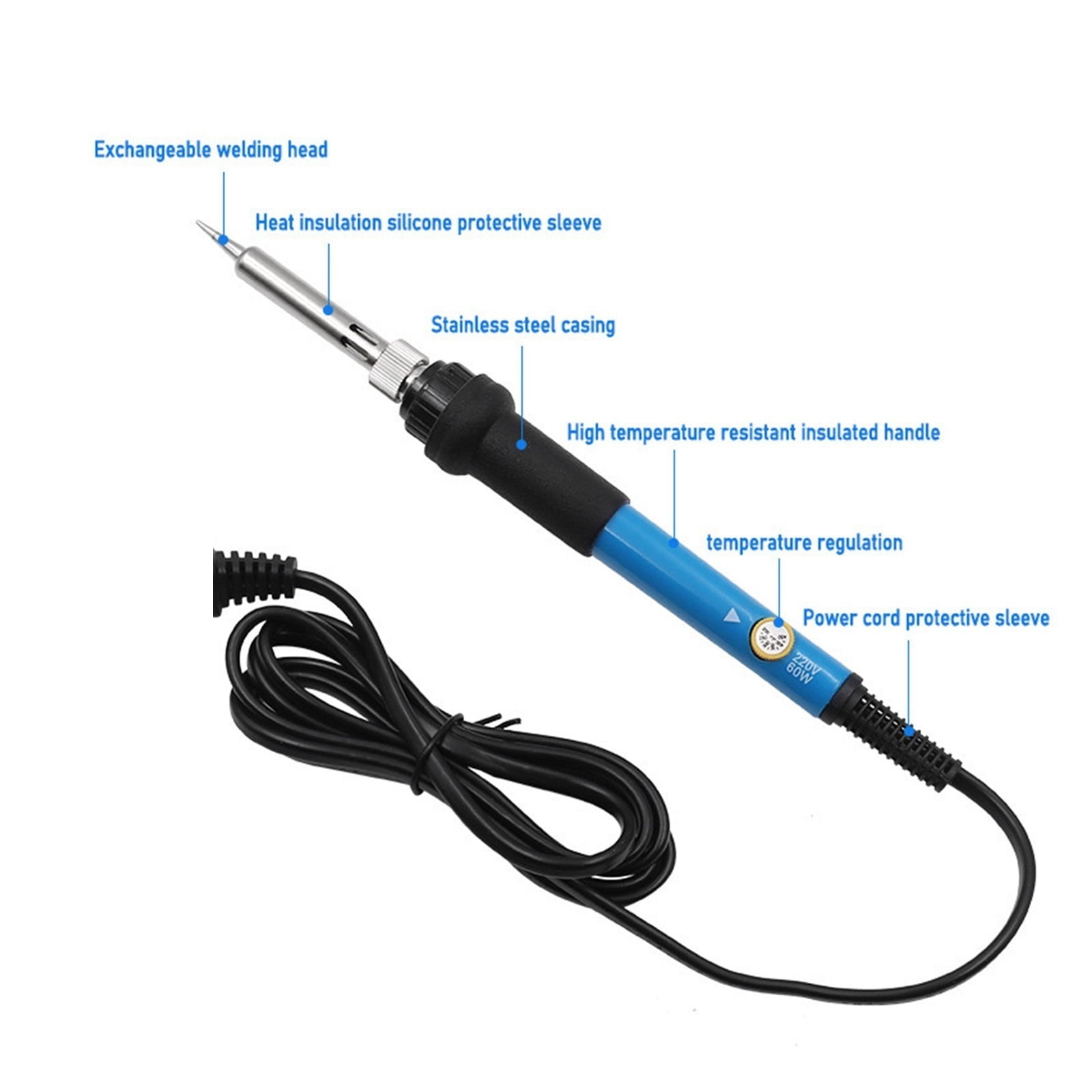 10Pcs Blue,60W Adjustable Temperature Electric Soldering Iron Portable Welding Solder Station Heat Pencil,Welding Tools