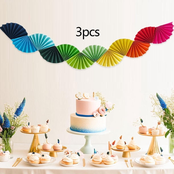 3 Guirnaldas De Abanicos De Papel Para Colgar En El Techo, Adorno Decorativo De Fondo Para Fiestas, Celebraciones, Carnavales, Cumpleaños Y Bodas. Multicolor | En Línea