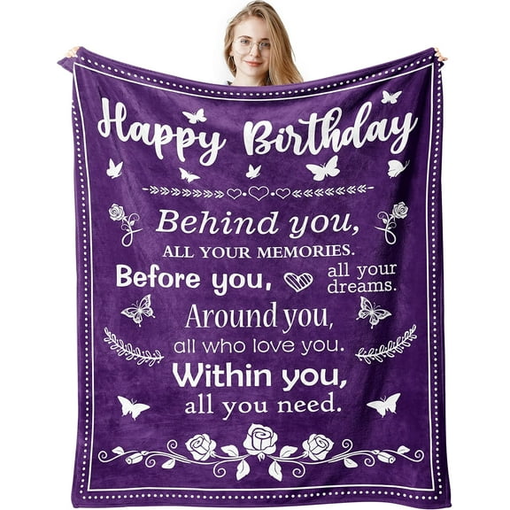 Birthday Gifts for Women/Men/Her/Him Friendship Blanket Happy Birthday Decorations Women/Men Throw Blanket, Bday Gifts for Women Unique, Best Birthday Gift Ideas