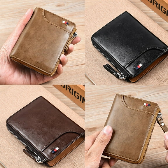 US 1-2 Pack Men RFID Blocking Leather Wallet Credit Card ID Holder Zipper Purse