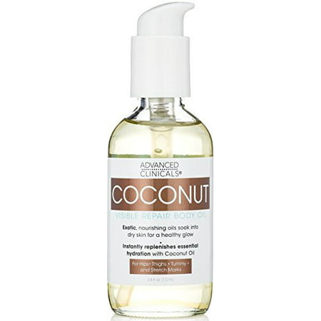 Advanced Clinicals Visible Repair Coconut Body Oil for stretch marks, hips, thighs, tummy.
