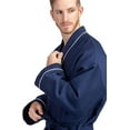 thumbnail image 2 of Texere Men's Modal Cotton Kimono Hotel Spa Bathrobe with Waffle Knit Design; Knee Length Robe with Pockets (Midnight Blue, L), 2 of 5