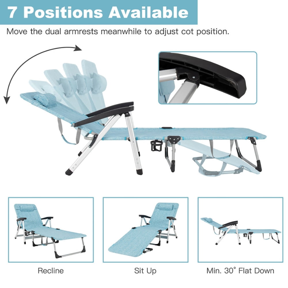 Aimee Lii Beach Folding Chaise Lounge Recliner with 7 Adjustable Position, Patio Loungers, Gray Aimee Lii Beach Folding Chaise Lounge Recliner with 7 Adjustable Position, Patio Loungers, Gray