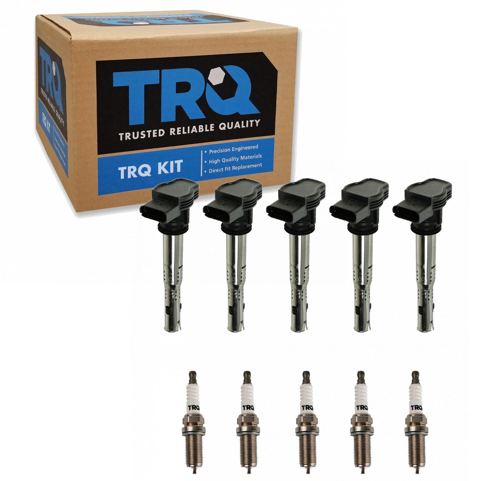 TRQ Ignition Coil & Iridium Spark Plug Kit Set for Volkswagen 2.5L L5