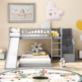 thumbnail image 2 of Harper & Bright Designs Stairway Bunk Bed with Slide, Pine Wood Twin Over Twin Bunk Bed Frame and Two Drawers for Bedroom, Gray, 2 of 14