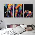 thumbnail image 3 of COMIO  Colorful Animal Wall Art Canvas Painting Abstract Elephant Mother And Child Prints Wall Pictures Living Room Decor 12''x16''X3 Panels, 3 of 4