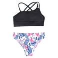 thumbnail image 3 of CHICTRY Girls 2-Piece Swimsuit Crop Top with Bikini Briefs Bathing Suit Beach Wear Black&White Flowers 10, 3 of 5