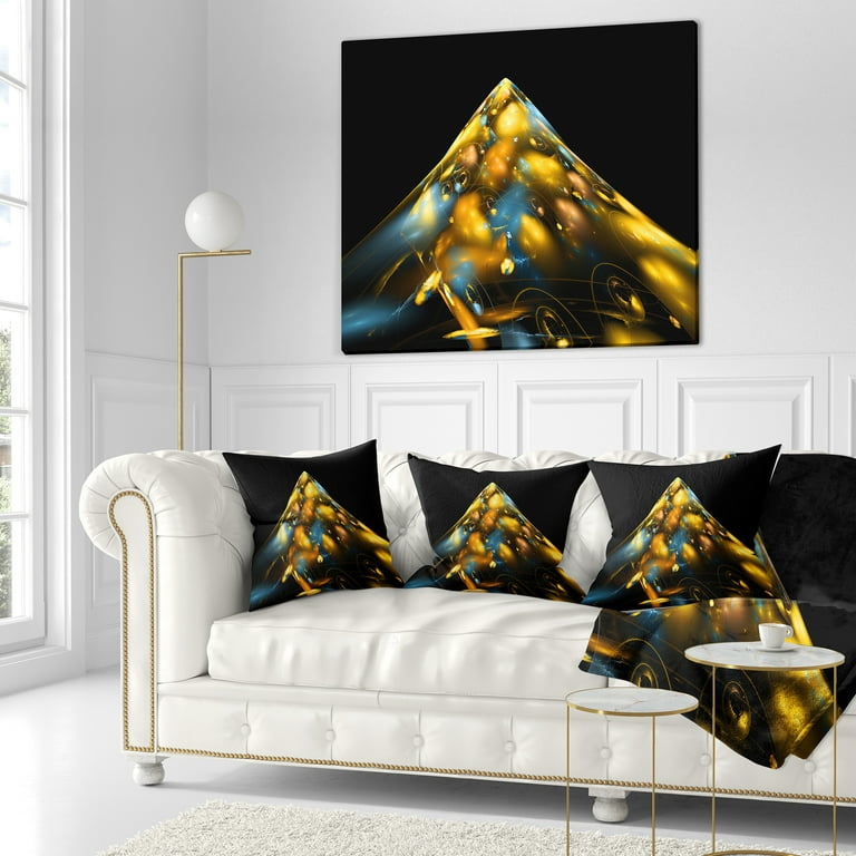 Designart 'Fractal Golden Blue Structure' Contemporary Throw Pillow - Square - 18 in. x 18 in. - Medium