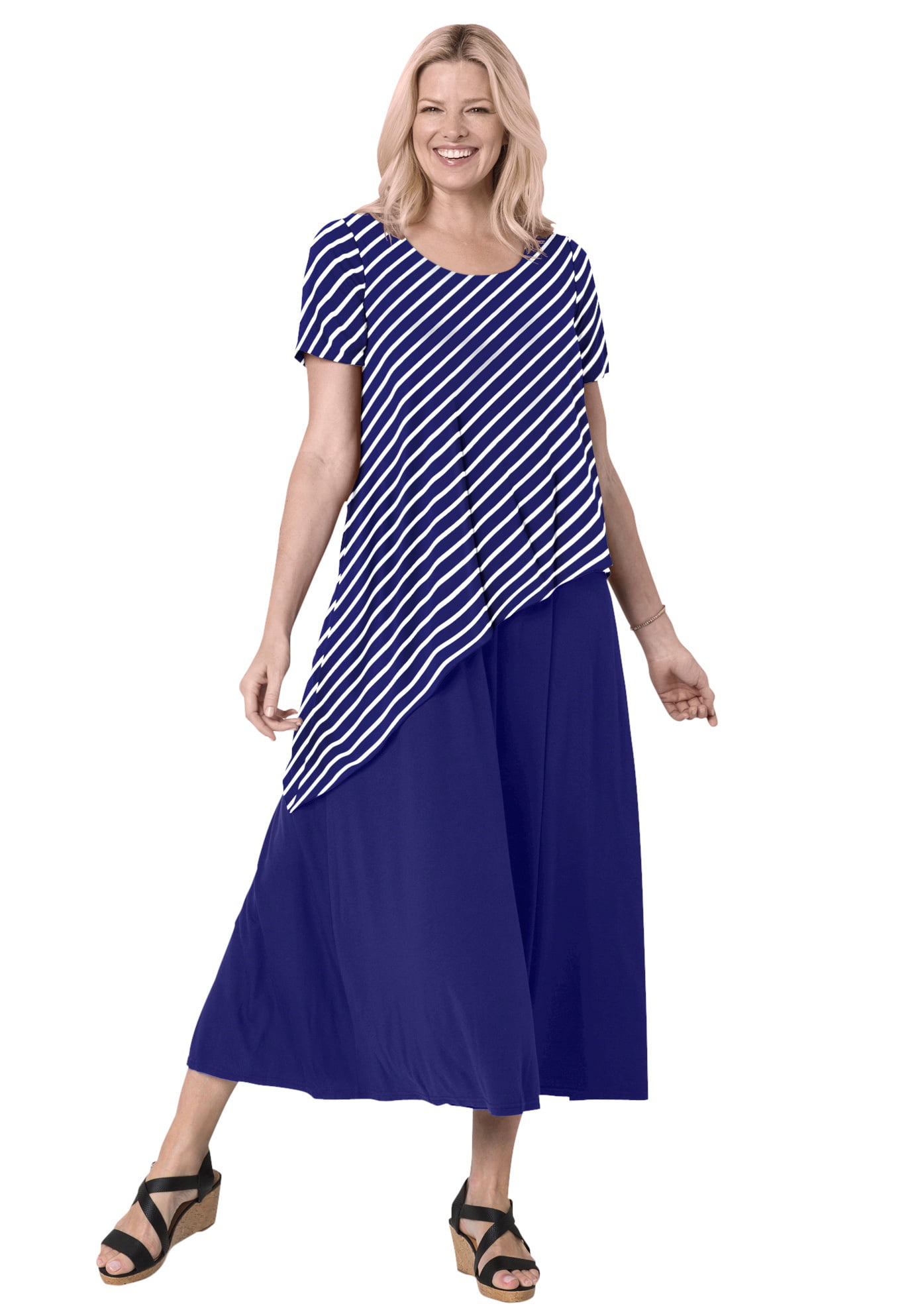 Woman Within Women's Plus Size Asymmetric Knit Popover Dress - Walmart.com