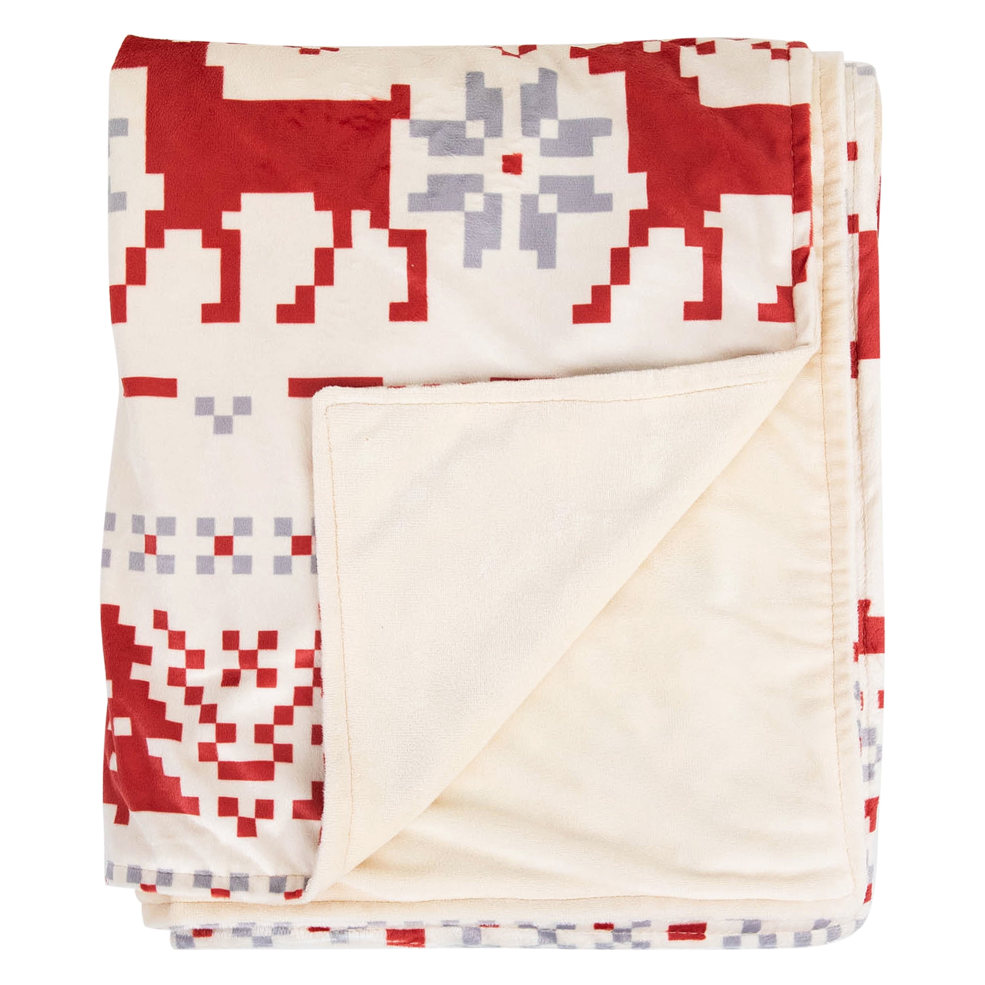 Nordic Christmas Cotton Throw Blanket - 50" x 60" - Beige and Red