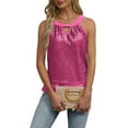thumbnail image 4 of Sequin Tank Tops for Women Satin Silk Backless Sleeveless Camisole Party Club Sexy Going Out Top Glitter Club Outfits Ruched Flowy Shiny Party Concert Tunics Tops, 4 of 7