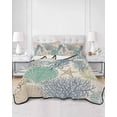 thumbnail image 2 of Quilts Twin-XL Size Bedding Set, Nautical Coastaal Lightweight Quilted Comforter, Ocean Jellyfish Coral Seashells Conch Beige Soft Bedspread Coverlet with Pillow Covers for All Season, 68" x 98", 2 of 7