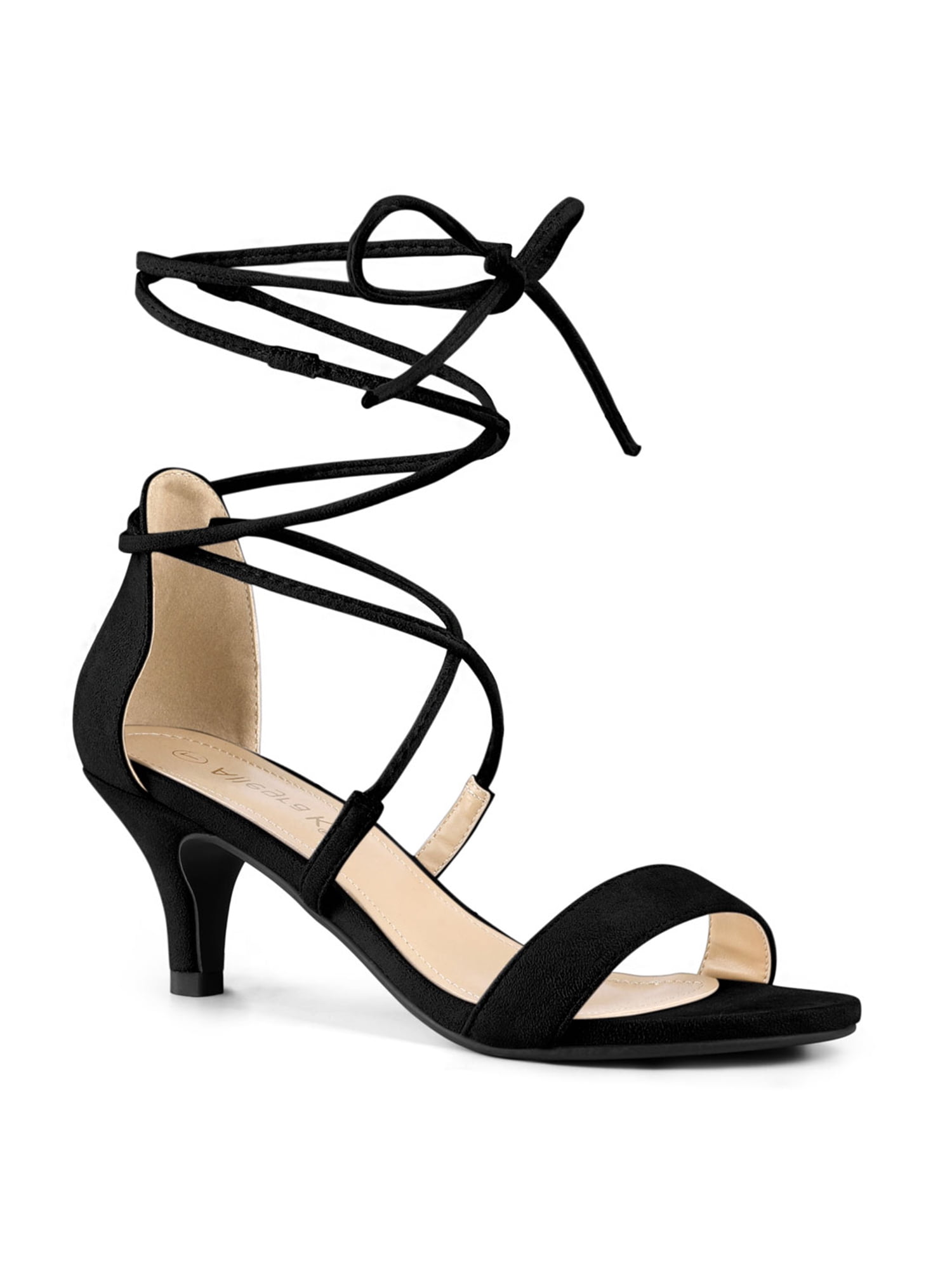 black open toe kitten heels