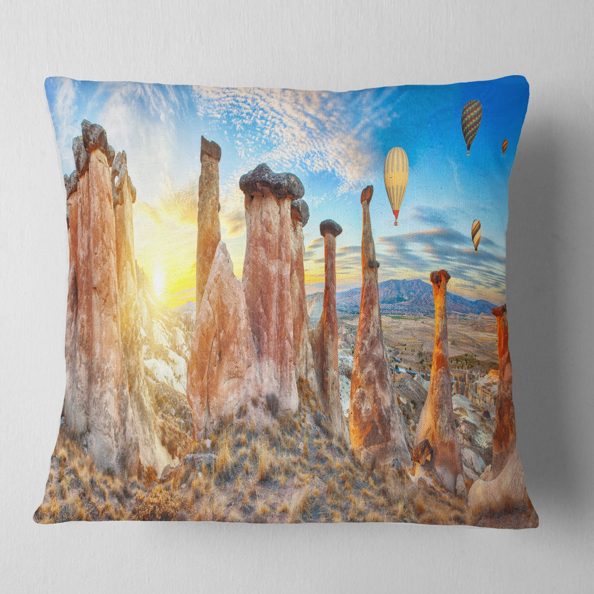 Designart Mushrooms - Landscape Photography Throw Pillow - 16x16