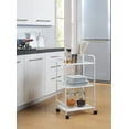 thumbnail image 5 of SunnyPoint 3-Tier Rolling Utility Storage Cart – Metal, Minimalist Design, Mobile Organizer for Kitchen, Office & Home – White, 5 of 8