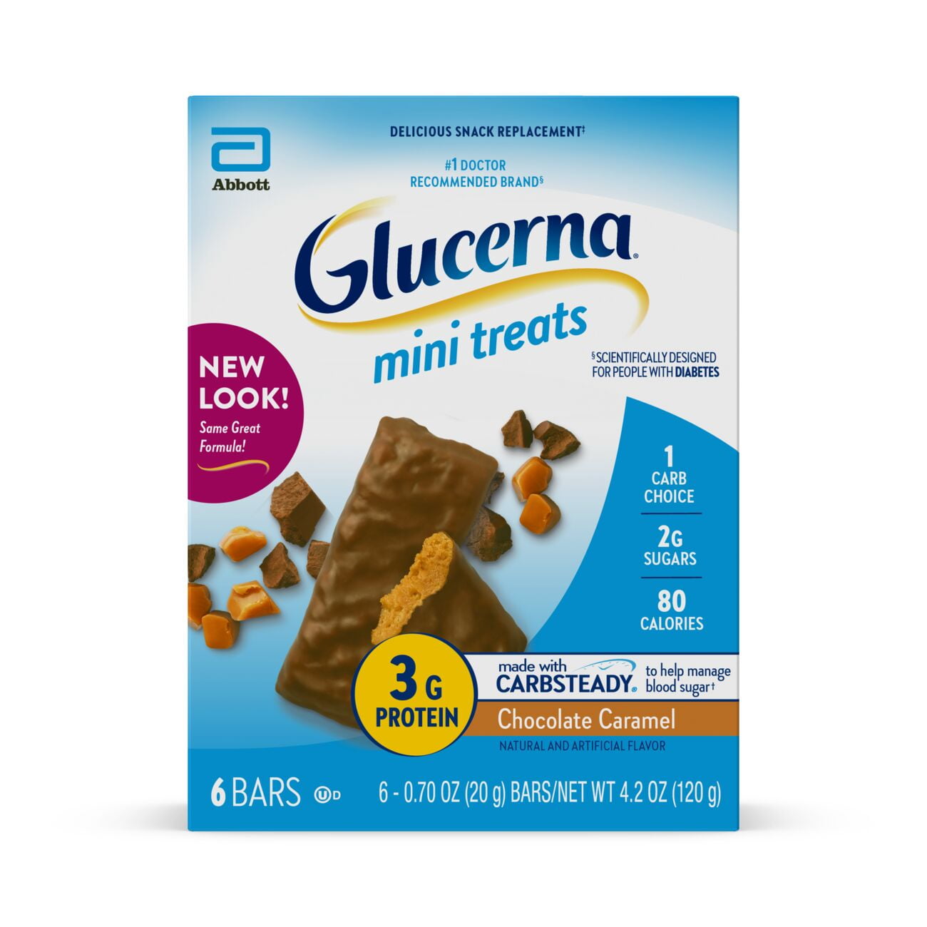 Glucerna Mini Treats, Chocolate Caramel, 6-Bar Pack, 6 Count