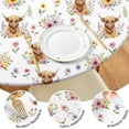 thumbnail image 4 of White Highland Cow Flower Pattern Round Fitted Tablecloth with Elastic Edge,Dining Table Cover Waterproof,Outdoor Round Tablecloth for Camping,Dining,Indoor and Outdoor, 4 of 7