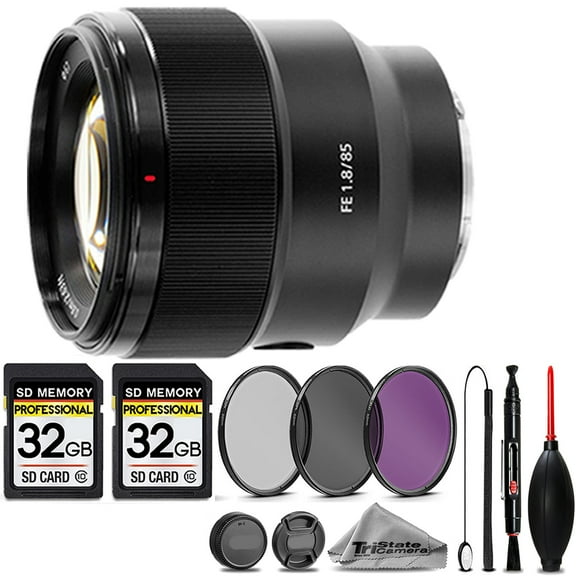 Sony FE 85mm f/1.8 Lens  3PC FILTER   64GB STORAGE BUNDLE KIT (International Version)