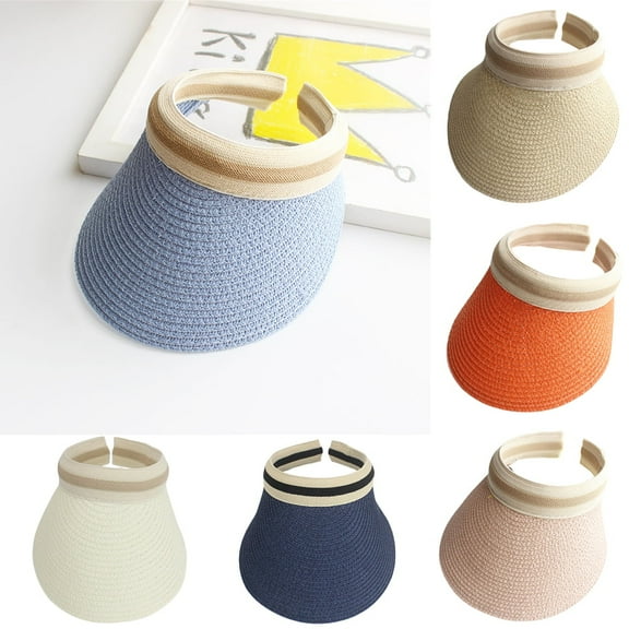 SPRING PARK Sun Visors for Women Wide Brim Straw Hat Women Beach Empty Top Hats for Women Uv Sun Hat Women Beach Hat