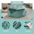thumbnail image 4 of S-HOME Velvet Polygon Diamond Tufted Storage Ottoman, Cozy Seating Solution with Practical Design for Home Organization,Green, 4 of 12