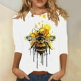 thumbnail image 2 of Tnhcen Women's World Bee Day Print Crewneck 3/4 Sleeve Autumn Casual Shirts - Plus Size Friendly Fashion Tops S-3XL, 2 of 5