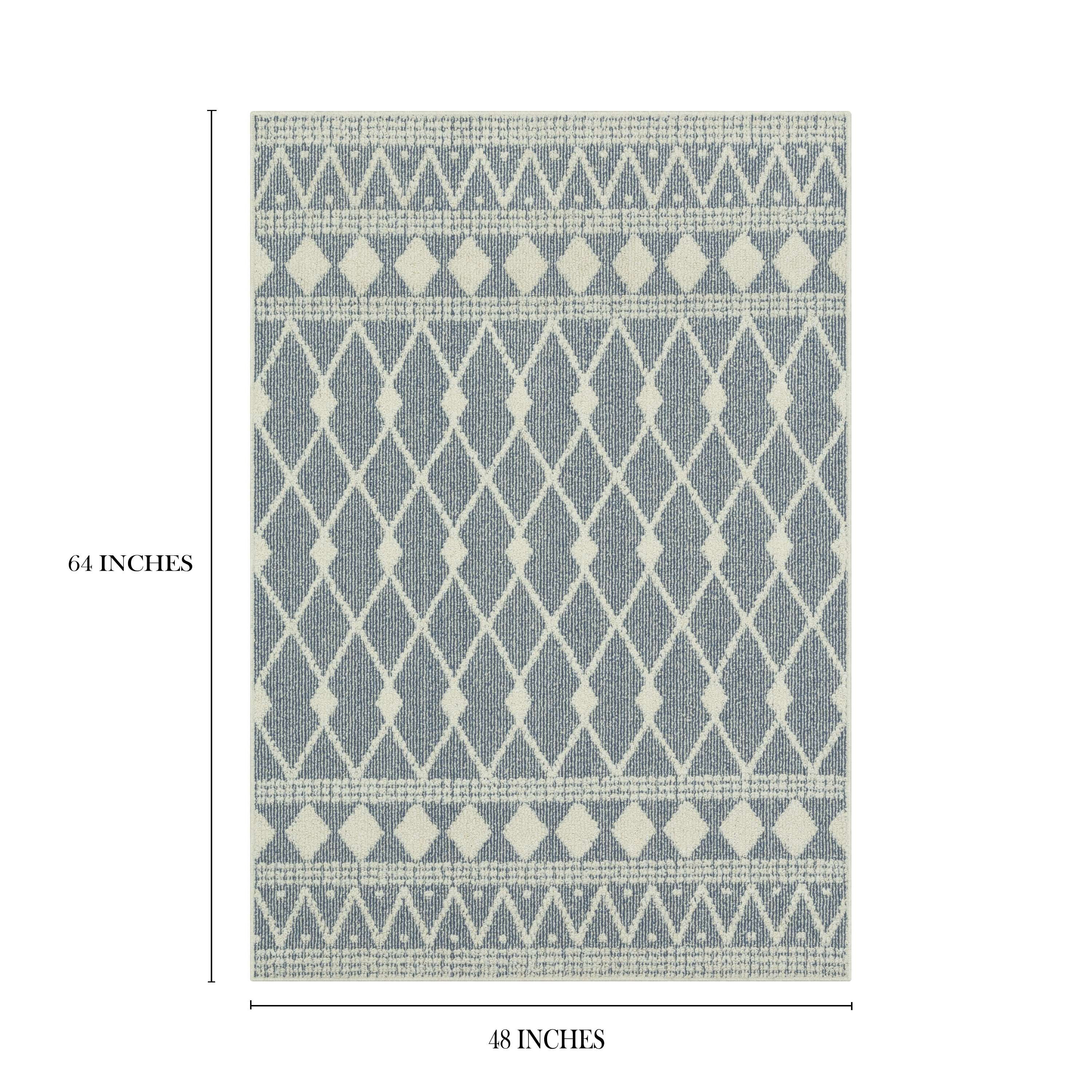 Mainstays Traditional Blue Diamond High Low Loop Indoor Area Rug, 4' x 5'4"