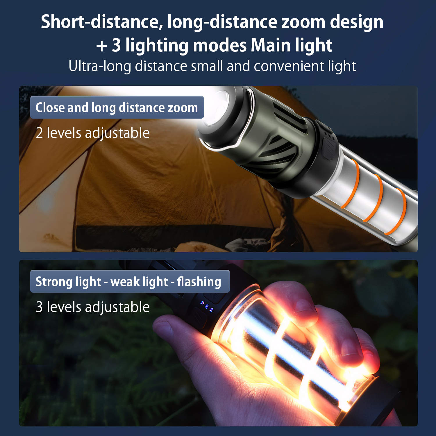 Qoosea Camping Lantern Rechargeable Portable Waterproof Flashlight Outdoor Magnetic Camping Light Emergency Light with Stand