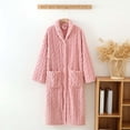 thumbnail image 2 of Arlun Women's Fleece Long Robes Plain Soft Bathrobe Warm Button down Long Sleeve Housecoat Fuzzy Comfy Spa Pajama Robes with Pockets Loungewear Sleepwear Pink L, 2 of 6