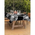 thumbnail image 3 of Outdoor Tablecloth with Umbrella Hole for Patio/Picnic/Party/Camping, White Dandelion Waterproof Table Cloth Rectangle Table Cover Washable, Spring Flowers Botanical Vintage Black (54"x 80"), 3 of 8