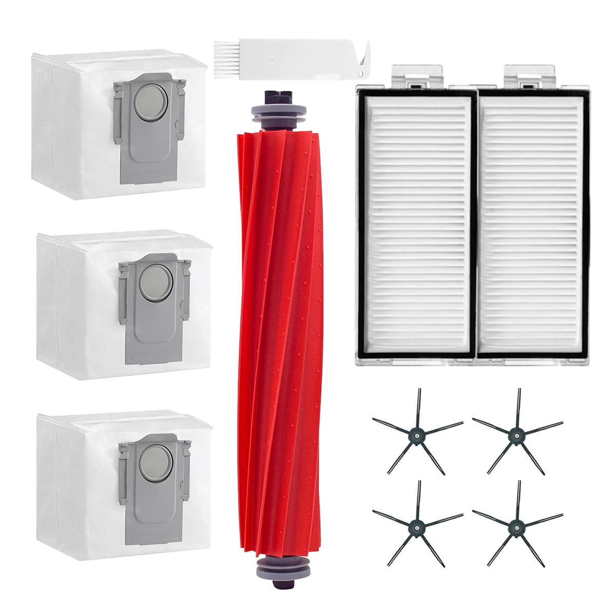 HomeTmes Roller Brush Whole Set Replacement Spare Part for Roborock Q5+ Dust Bag Hepa Filter Washable Accessories(1 Roller Brush+2 Filters+3 Dust Bags+3 Side Brush+1 Cleaning Brush)