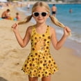 thumbnail image 3 of Uourmeti Girls' Sunflower & Capybara Print Skirted One-Piece Swimsuit - Quick Dry Stretch Swim Dress for Summer Beach & Pool Play, 3 of 8