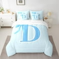 thumbnail image 3 of Manfei Bowtie Letter D 7pcs Bedding Comforter Set,Bowknot Monogrammed Theme Queen Bedding Sets,Blue Cartoon Bow Knot Queen Sheet Sets For Girl Teens,Ultra Soft Bedroom Decor Reversible, 3 of 9