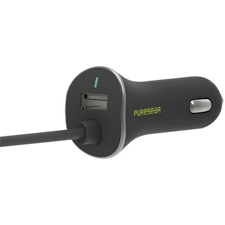 PureGear Car Charger Corded USBA To USB Type C 24 W - Black