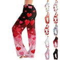 thumbnail image 5 of Women's Drawstring Valentine's Day Printed Casual Pants, Elastic Waist Lounge Pants for Women, Holiday Themed Sleepwear Pajama Pants, Comfortable Fit,Red,S, 5 of 7