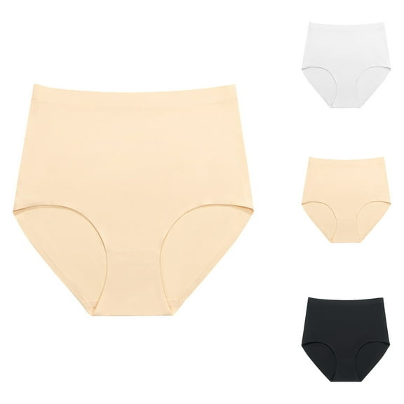 Ashirexll High Waisted Underwear for Women, Ladies Underwear Panties, Seamless Hip Lift Cotton Gusset Ice Silk High Waist Tummy Control Panties