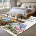 thumbnail image 4 of Spring Flowers Large Area Rugs 5x8 ft Watercolor Colored Floral Rabbit Tree Birds Washable Rug Non Slip Indoor Carpet Absorbent Floor Mat for Living Room Bedroom Dining Room, 4 of 9