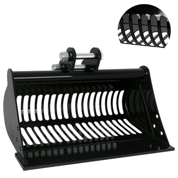 Mini Excavator Screening Bucket, Excavator Attachments Soil Sieving Buckets for Small Digger, Black Filter Frame, 23.6 Inch Sieve Bucket, Wear-Resistant Excavator Accessory, for Agriculture