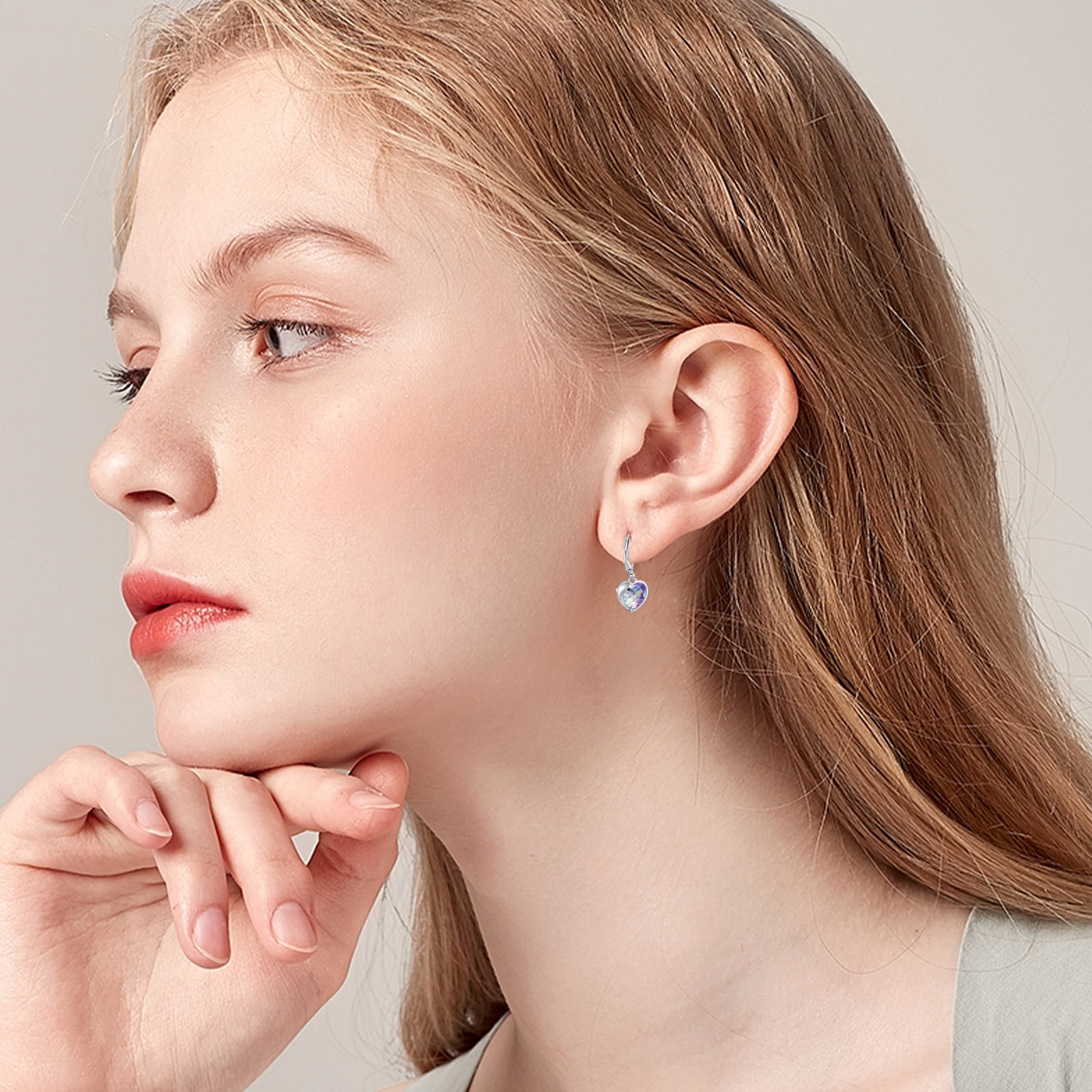 AOVEAO Dolphin Drop Dangle Earrings 925 Sterling Silver Lever Back Heart Fish Scales Earrings Fashion Jewelry Birthday Xmas Gift for Women Daughter Niece Mom Wife
