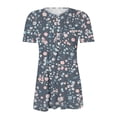thumbnail image 4 of QQAMB Tops for Women Trendy Floral Short Sleeve Button Up V-Neck Tunic Shirts Casual Summer Plus Size Blouses Multicolor L, 4 of 5