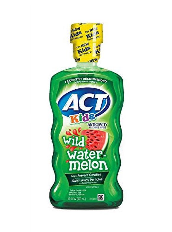 2 Pack ACT Kids Anticavity Fluoride Mouthwash Rinse Wild Watermelon 16.9 Oz each