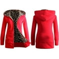 thumbnail image 2 of Puntoco Plus Size Coat Clearance,Womens Warm Faux Coat Jacket Winter Leopard Long Sleeve Outerwear Red, 2 of 4