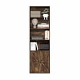 thumbnail image 4 of Furinno Jensen 6-Tier Farmhouse Book Shelf, Rustic Brown Bookshelf, Display Bookcase with Doors, 9.2 x 21.6 x 71.2, for Living Room, Bedroom, Home Office, Amber Oak, 4 of 7
