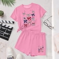 thumbnail image 6 of ATOGUTA Girl Everyday Outfits Kids Short Sleeve T-Shirts Elastic Waist Shorts Casual Summer Clothing Sets 4th of July Size 3T-15, Pink, 6 of 6