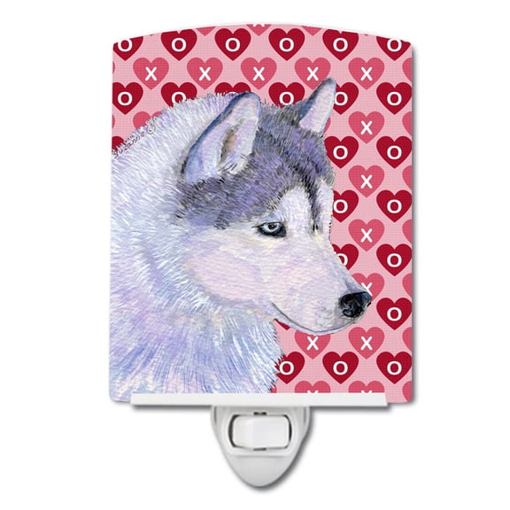 Siberian Husky Hearts Love Valentine Ceramic Night Light